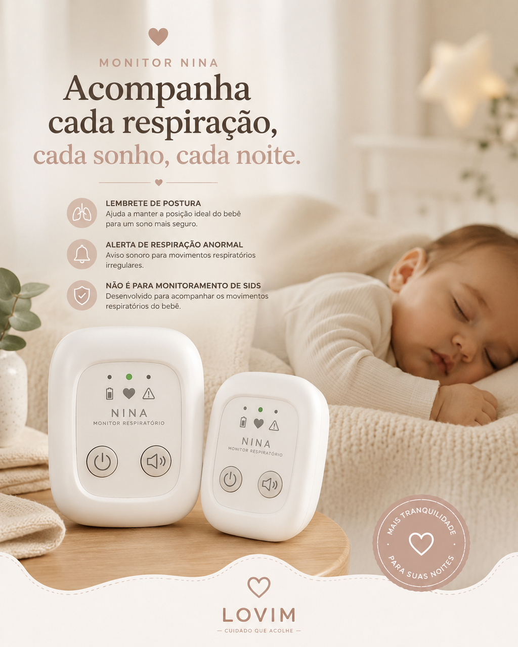 NINA™ - A Corujinha Vigilante | Sensor Abdominal com Alarme Vibratório