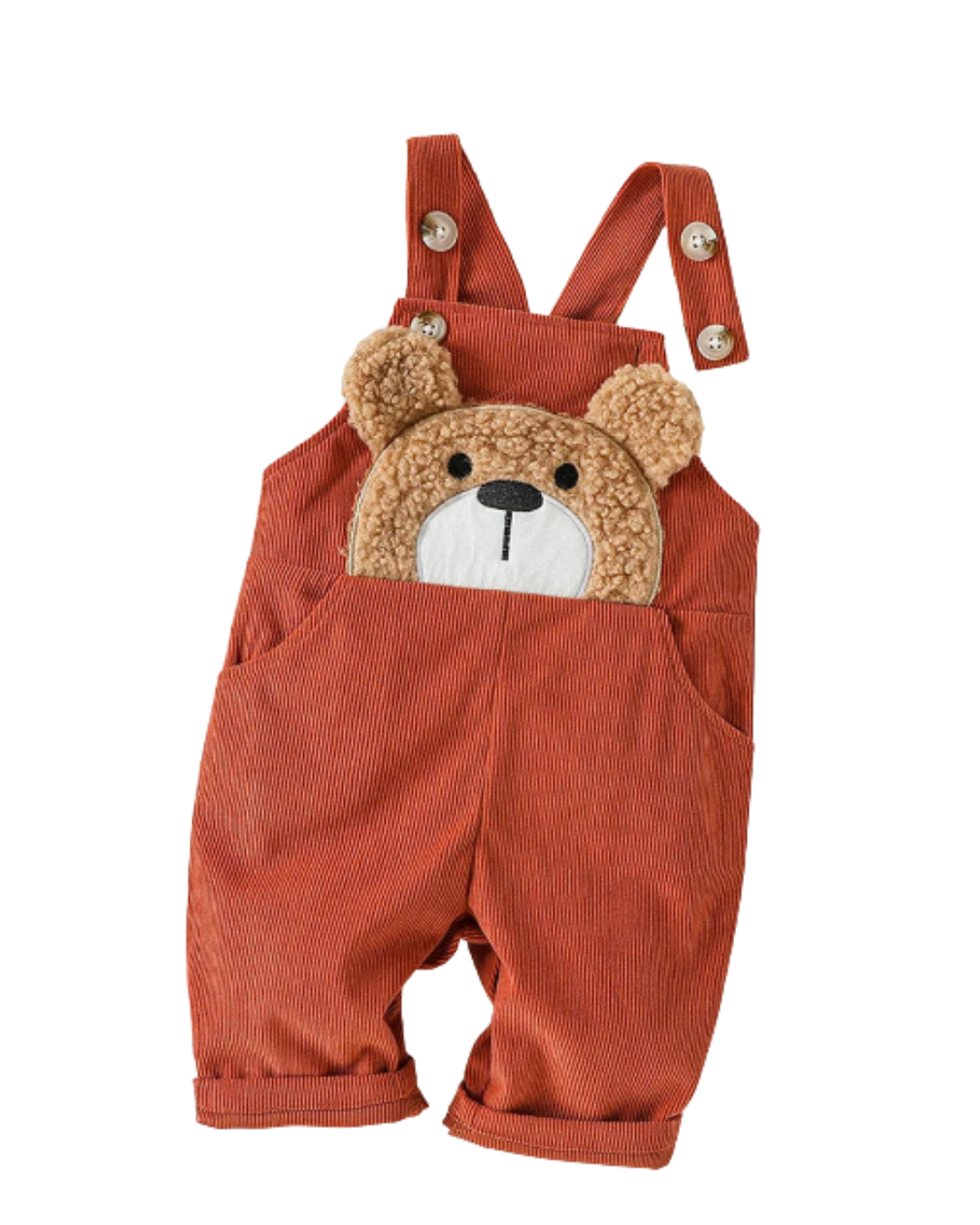 Macacão Bebê Unissex Teddy Bear | Cor Sólida Algodão Outono 3M–3 Anos