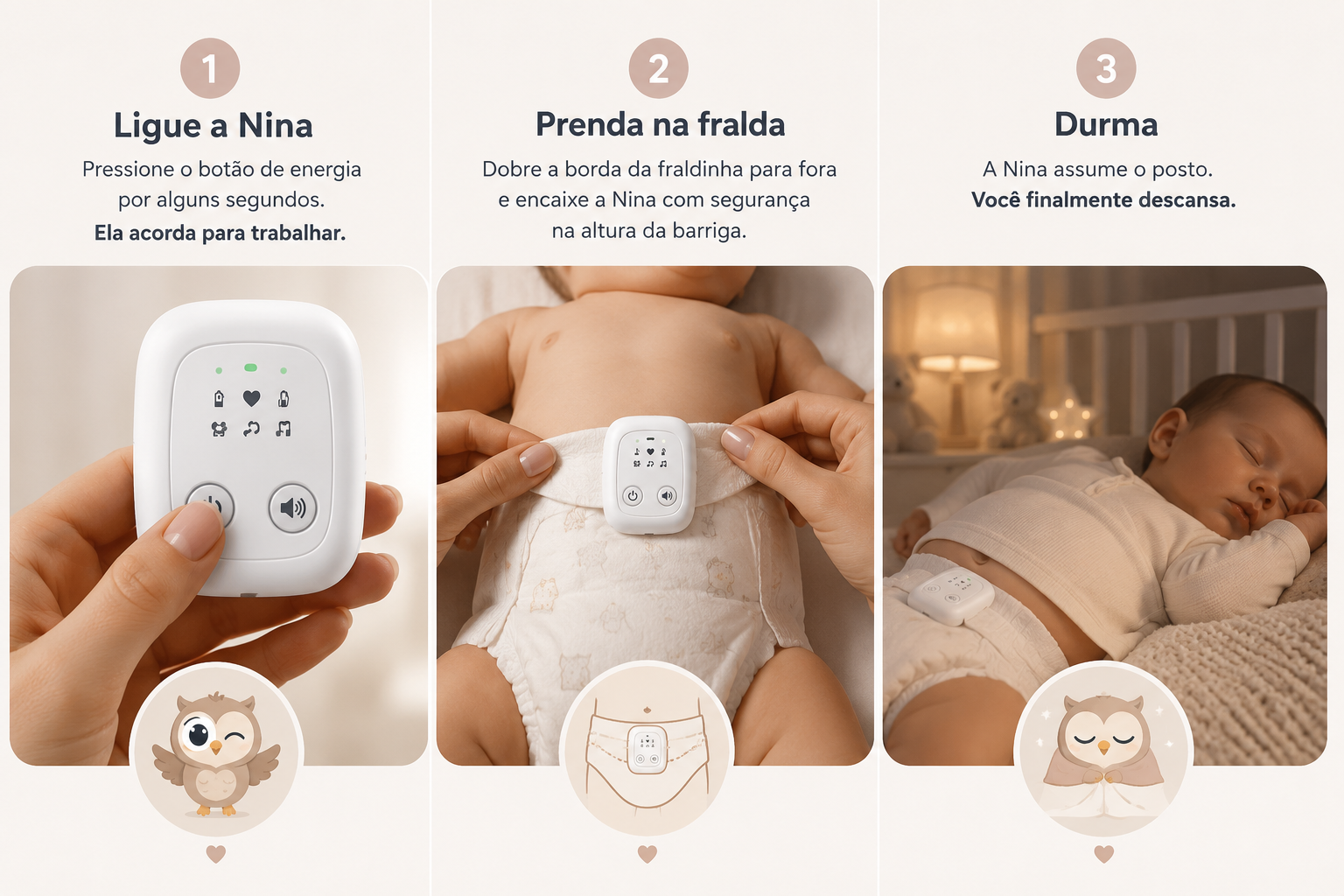 NINA™ - A Corujinha Vigilante | Sensor Abdominal com Alarme Vibratório