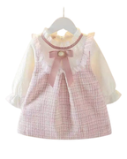 Vestido Manga Longa Infantil com Laço | Meninas 9M–3 Anos