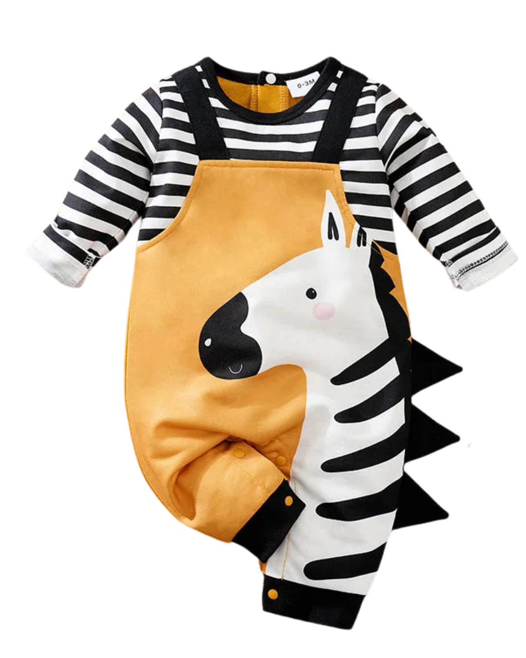 Macacão Bebê Estampa Zebra 3D | Alça Regulável 0–18 Meses