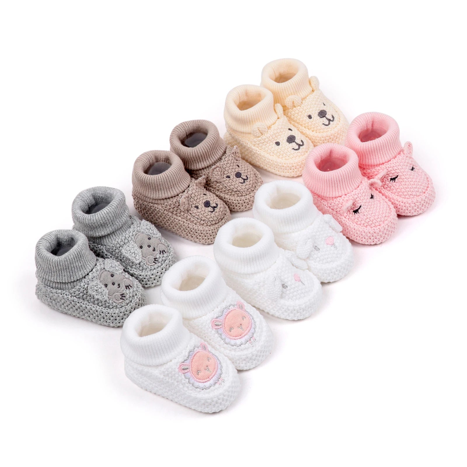 Sapatinho de Tricô Bebê com Orelhinhas Teddy Bear | Macio e Quentinho Inverno 0–12 Meses