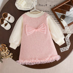 Vestido Bebê Menina com Laço | Manga Longa 9M–3 Anos