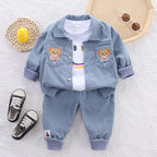 Conjunto Esportivo Bebê Teddy Bear | Jaqueta + Calça Casual Outono/Inverno 9M–5 Anos