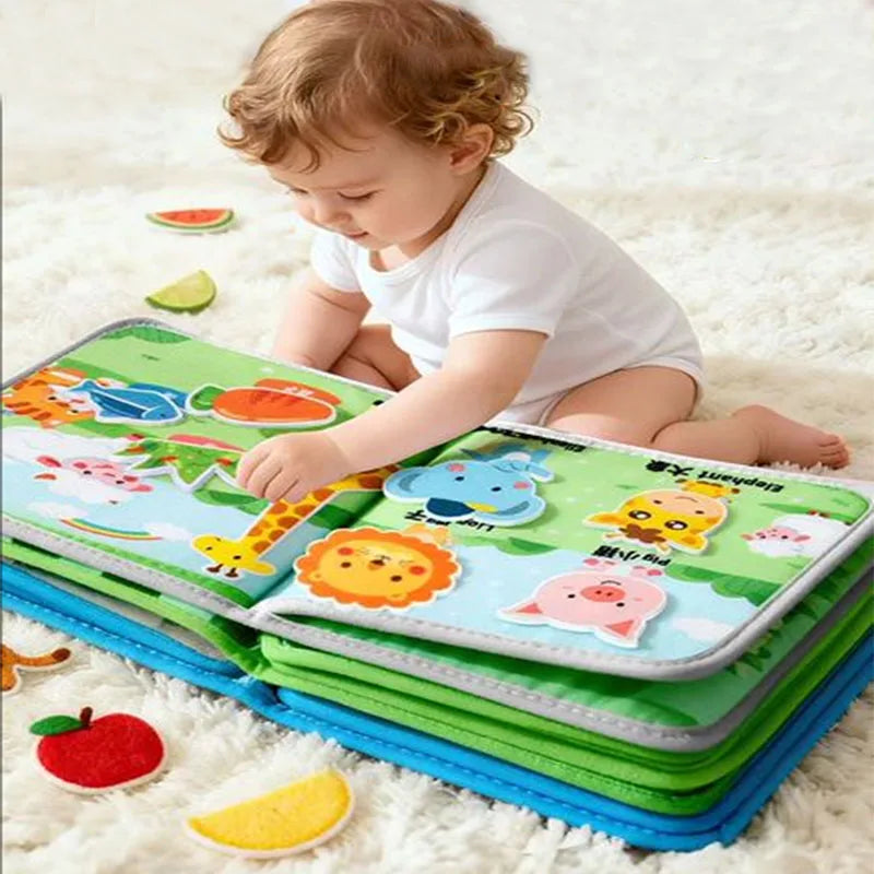Livro de Feltro Montessori | Histórias com Animais e Frutas para Bebês