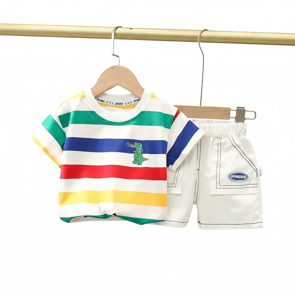Conjunto 2 Peças Infantil Teddy Bear | Camiseta + Shorts Verão Algodão 1–5 Anos