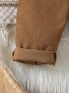 Jardineira Bebê Menino Padrão Urso | Veludo Cotelê com Bolso 6M–3 Anos