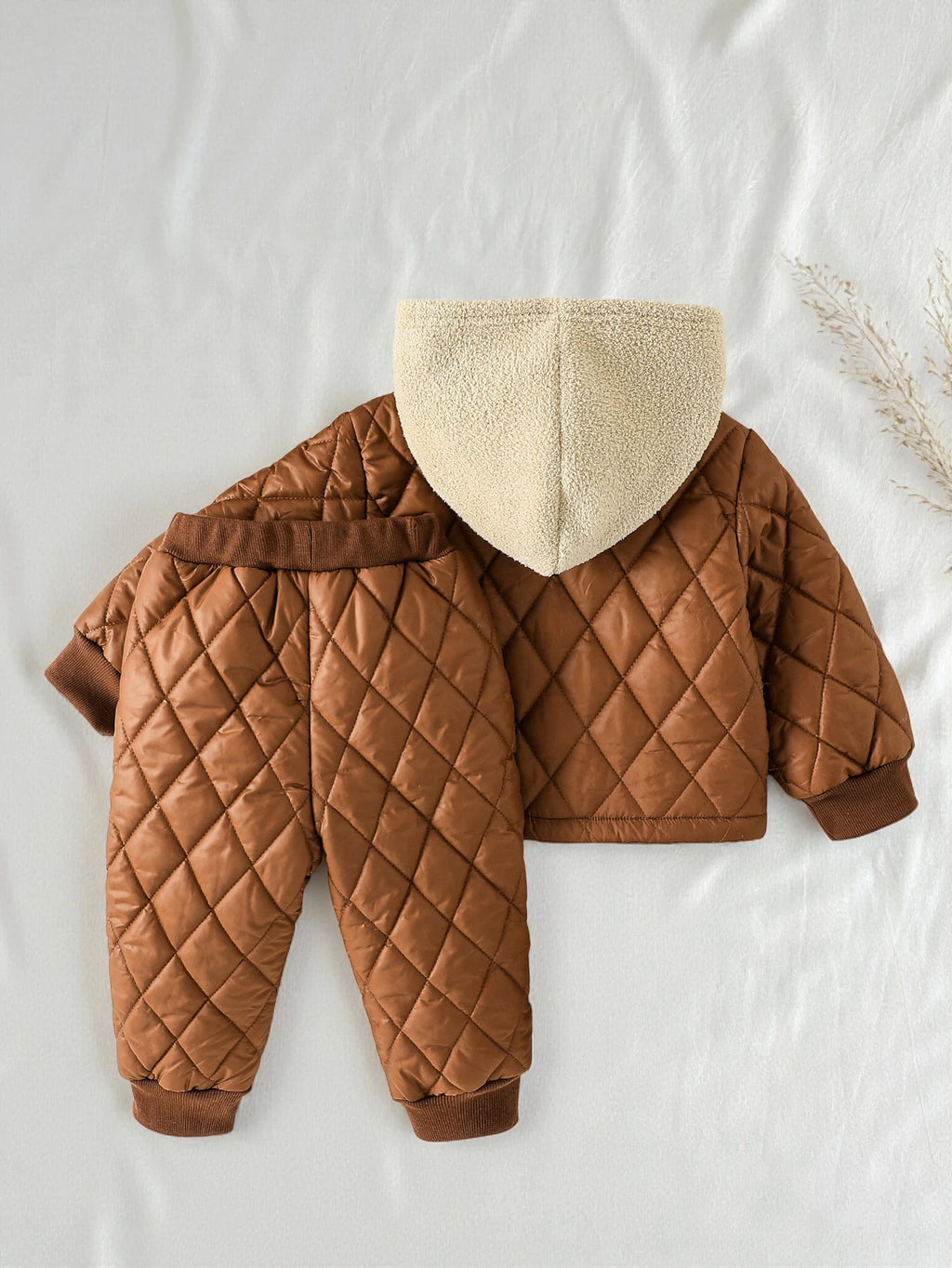 Conjunto 2 Peças Bebê Menino Teddy Bear | Jaqueta Capuz + Calça Fleece Inverno 3M–3 Anos
