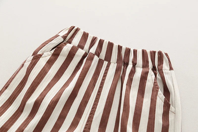 Conjunto 2 Peças Bebê Menino | Camisa Polo Branca + Calça Listrada Casual 12M–5 Anos