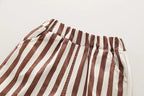 Conjunto 2 Peças Bebê Menino | Camisa Polo Branca + Calça Listrada Casual 12M–5 Anos
