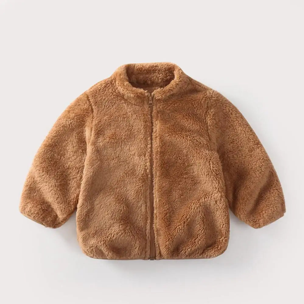 Casaco Pelúcia Infantil Gola Alta | Zíper Quentinho 9M–6 Anos