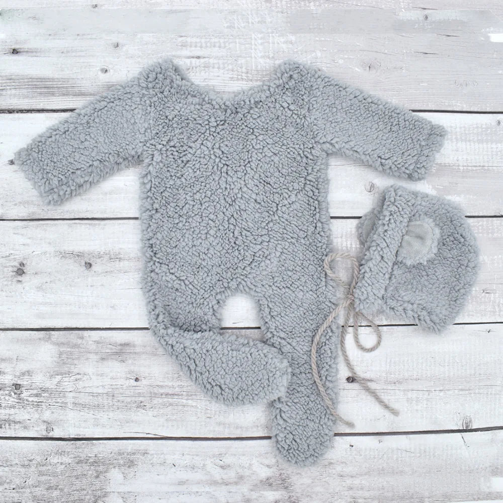 Kit Ensaio Fotográfico Recém-Nascido Teddy Bear | Fantasia e Macacão para Newborn
