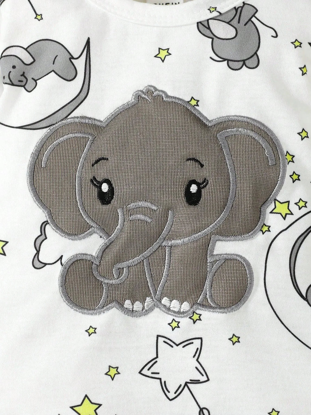 Body + Gorro Bebê Elefantinho Bordado | 0–18 Meses
