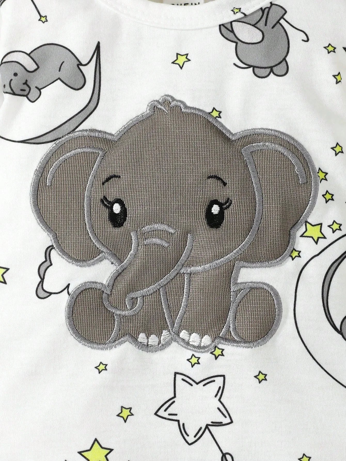 Body + Gorro Bebê Elefantinho Bordado | 0–18 Meses