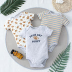 Conjunto 3 Peças Bebê Menino Dinossauro e Listras | Body Verão 3-9 Meses