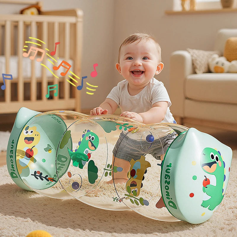 Rolo Inflável Sensorial para Engatinhar | Chocalho Bebê 6–12 Meses