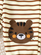Conjunto 2 Peças Bebê Unissex | Moletom Tigre 3D com Capuz + Calça Listrada 3M–2 Anos
