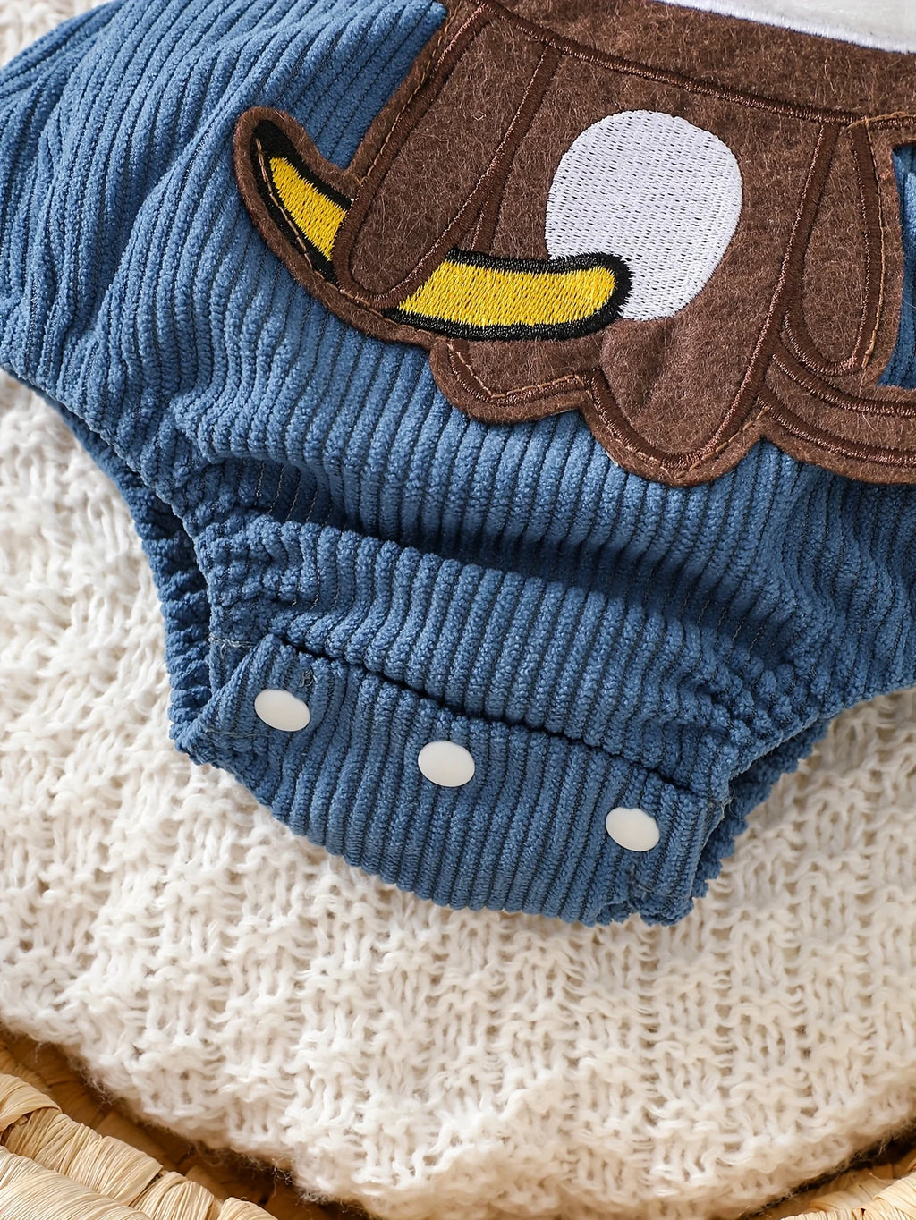 Conjunto Macacão + Touca Bebê Menino Macaquinho | Veludo Cotelê 1–18 Meses