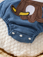 Conjunto Macacão + Touca Bebê Menino Macaquinho | Veludo Cotelê 1–18 Meses