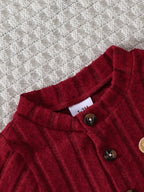 Conjunto Bebê Menino Inverno | Macacão Vermelho Emblema Urso + Touca 0–18 Meses