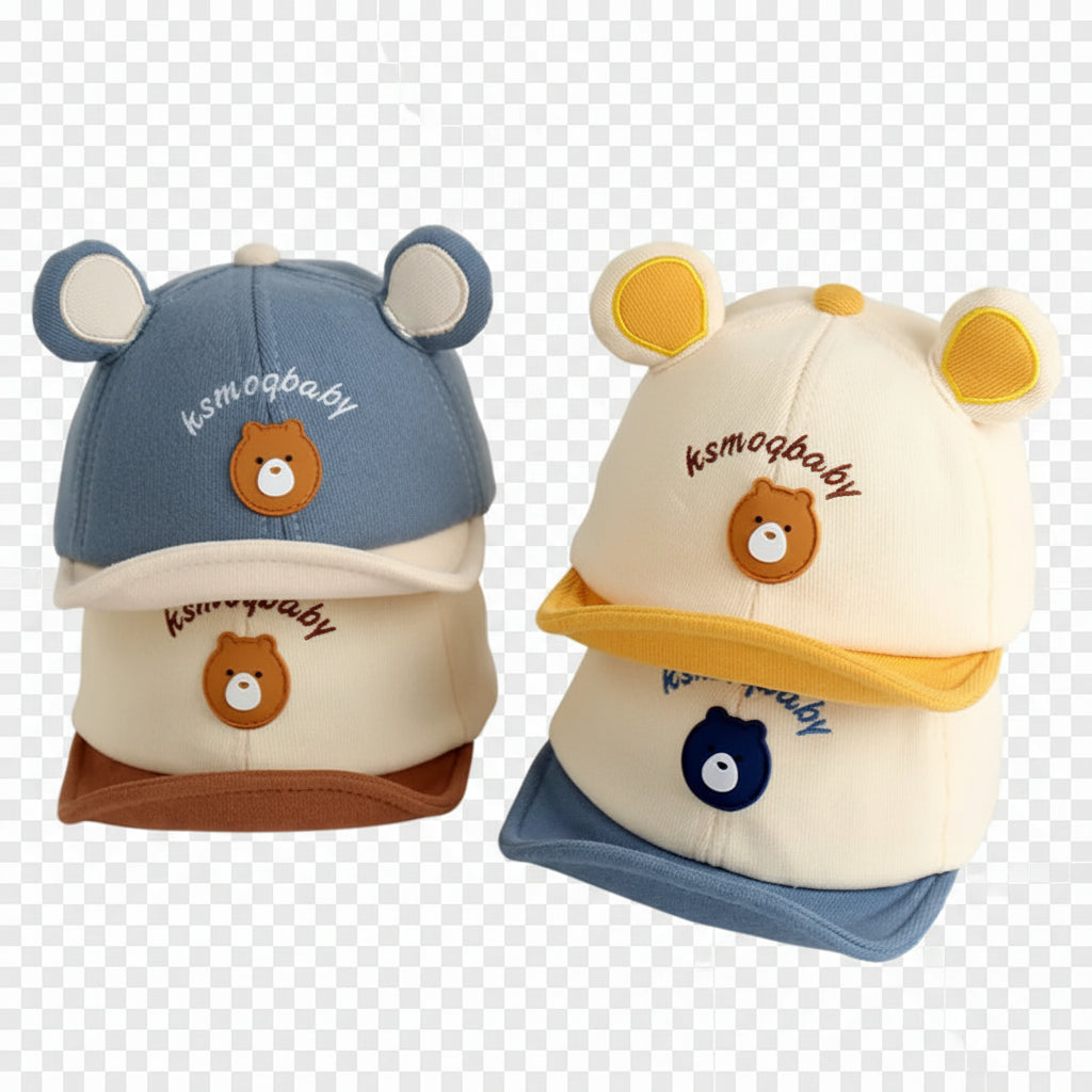Boné Bebê Urso com Orelhinhas | Baseball Cartoon Animal Cute 6M–3 Anos