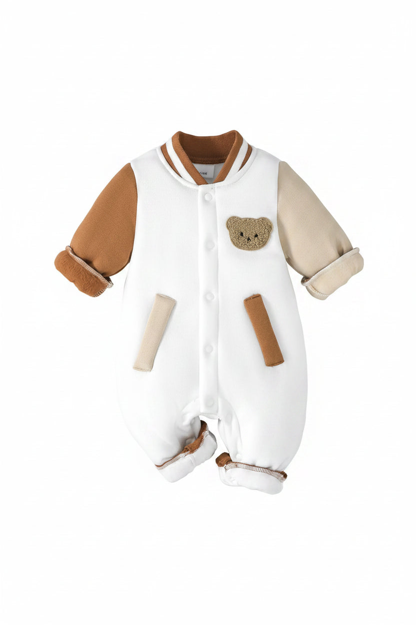 Macacão Bebê Menino Tricô Estampa Urso | Outono e Inverno 0–18 Meses