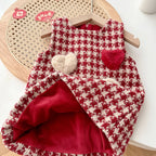 Conjunto Vestido Xadrez Infantil | Suéter Tricô + Vestido de Festa Meninas 6M–5 Anos