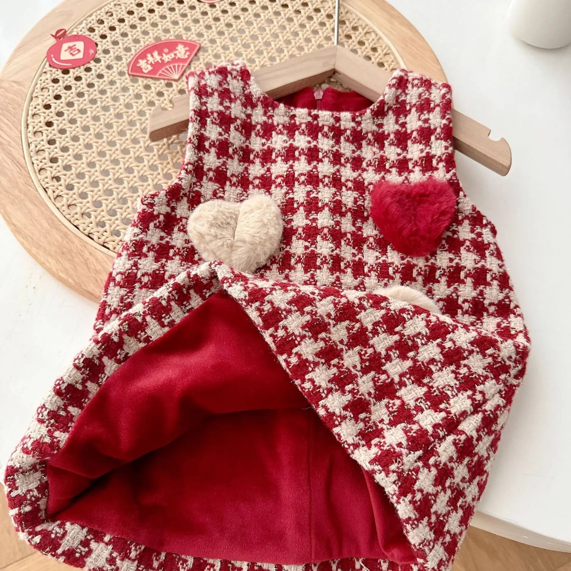Conjunto Vestido Xadrez Infantil | Suéter Tricô + Vestido de Festa Meninas 6M–5 Anos