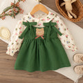 Vestido Infantil Menina Floral com Laço | Manga Longa 9M–4 Anos