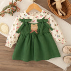 Vestido Infantil Menina Floral com Laço | Manga Longa 9M–4 Anos