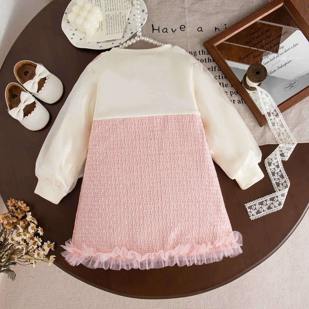 Vestido Bebê Menina com Laço | Manga Longa 9M–3 Anos