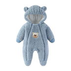 Macacão Bebê Menina Inverno | Bodysuit Algodão Espessado com Capuz 3M–12 Meses