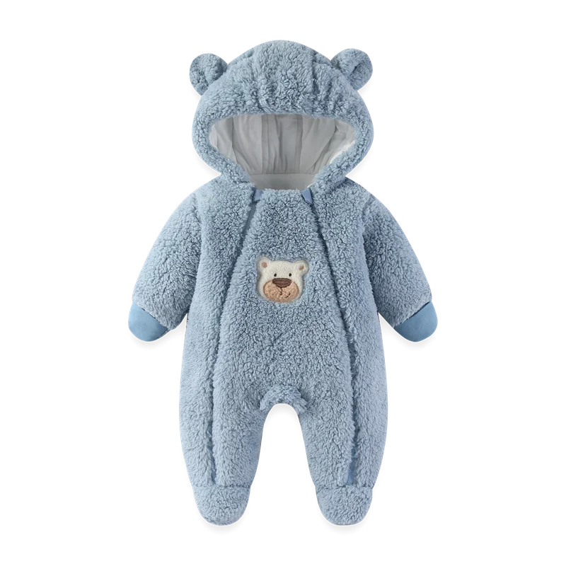 Macacão Bebê Menina Inverno | Bodysuit Algodão Espessado com Capuz 3M–12 Meses