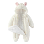 Macacão Bebê Menina Inverno | Bodysuit Algodão Espessado com Capuz 3M–12 Meses