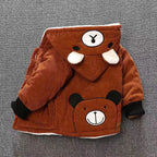 Casaco Infantil Teddy Bear | Parka Acolchoado Veludo Capuz Outono/Inverno 12M–5 Anos
