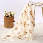 Manta Musselina Bebê Recém-Nascido Teddy Bear | Cobertor Urso Xadrez Swaddle
