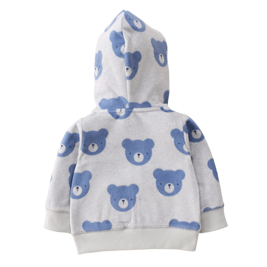 Jaqueta com Capuz Bebê Menino Teddy Bear | Polar Estampa Urso de Óculos Outono/Inverno 9M–3 Anos