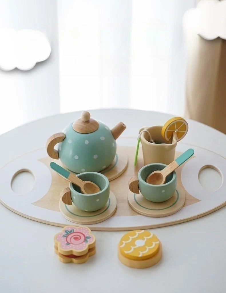 Kit Chá da Tarde em Madeira | Brinquedo Faz-de-Conta Infantil