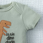 Conjunto 3 Peças Bebê Menino Dinossauro e Listras | Body Verão 3-9 Meses