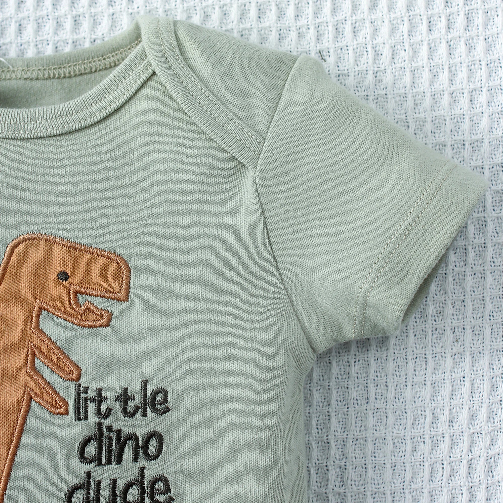 Conjunto 3 Peças Bebê Menino Dinossauro e Listras | Body Verão 3-9 Meses
