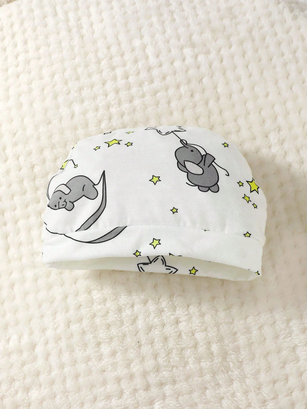 Body + Gorro Bebê Elefantinho Bordado | 0–18 Meses