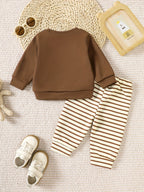 Conjunto 2 Peças Bebê Unissex | Moletom Tigre 3D com Capuz + Calça Listrada 3M–2 Anos