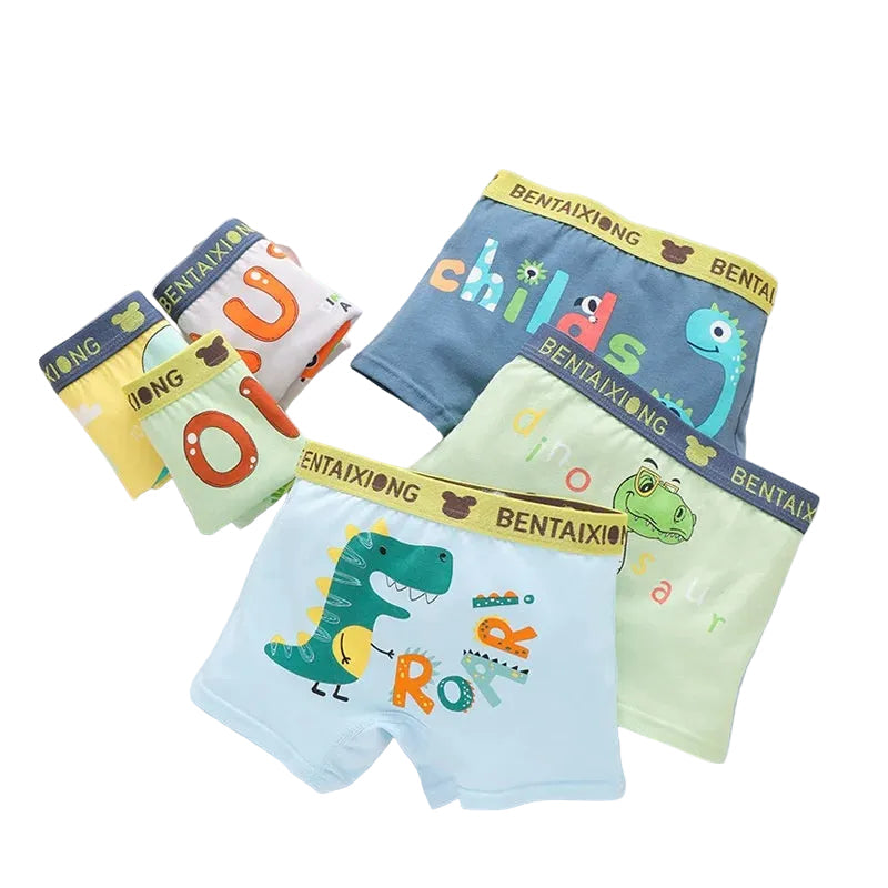 Cueca Infantil Algodão Estampa Dinossauro | Menino 1-14 Anos