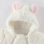 Macacão Bebê Menina Inverno | Bodysuit Algodão Espessado com Capuz 3M–12 Meses