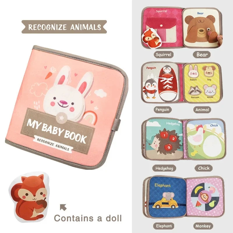 Livro de Feltro Montessori | Histórias com Animais e Frutas para Bebês