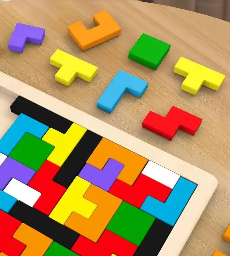 Quebra-Cabeça de Madeira Colorido | Tangram Montessori para Crianças