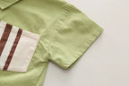 Conjunto 2 Peças Bebê Menino | Camisa Polo Branca + Calça Listrada Casual 12M–5 Anos