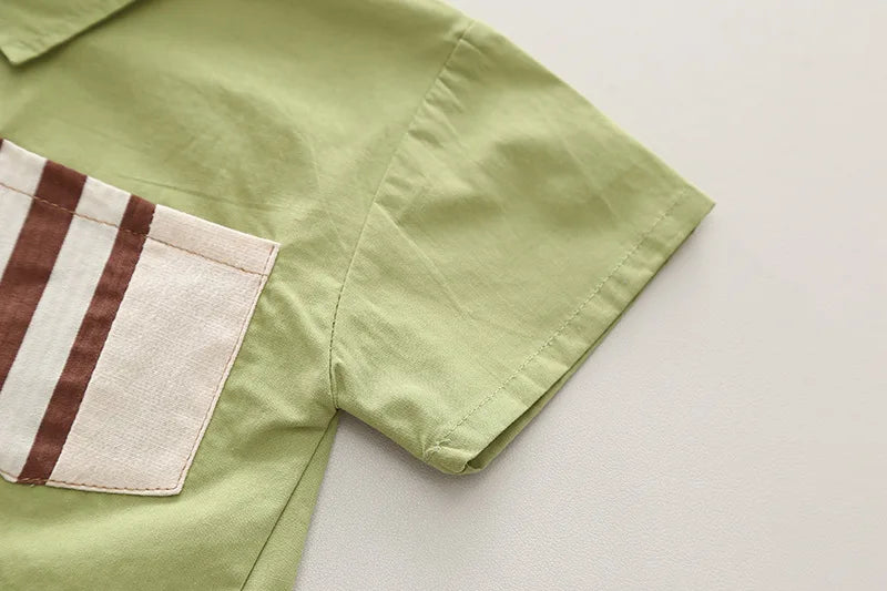 Conjunto 2 Peças Bebê Menino | Camisa Polo Branca + Calça Listrada Casual 12M–5 Anos