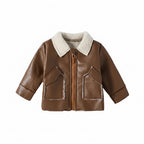 Jaqueta Bebê Menino | Couro PU Manga Longa Fashion Outono/Inverno 3M–3 Anos