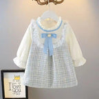 Vestido Manga Longa Infantil com Laço | Meninas 9M–3 Anos